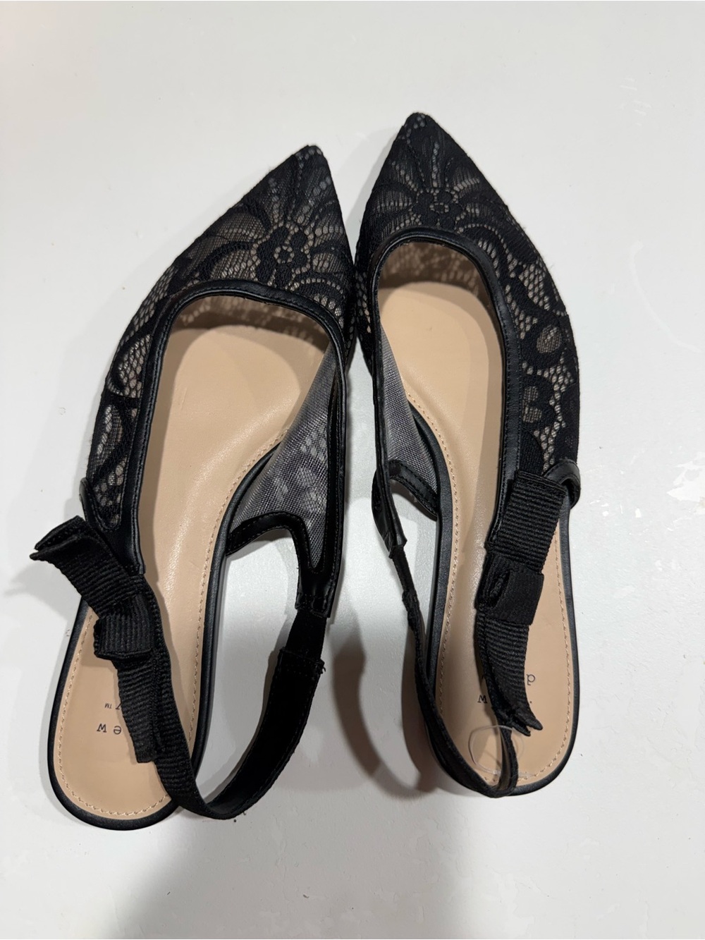 a new day Black Lace Pointed Slingback Flats